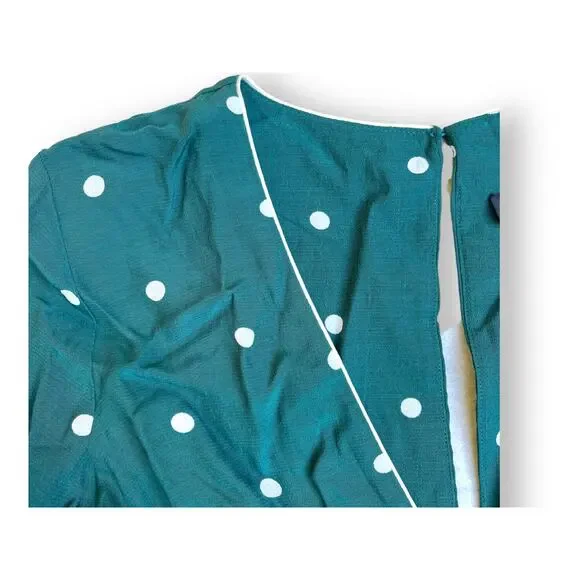 TopShop Polka Dot Rusched Mini Dress | Sz 10, Green & White | NWT $75 - Picture 7 of 12